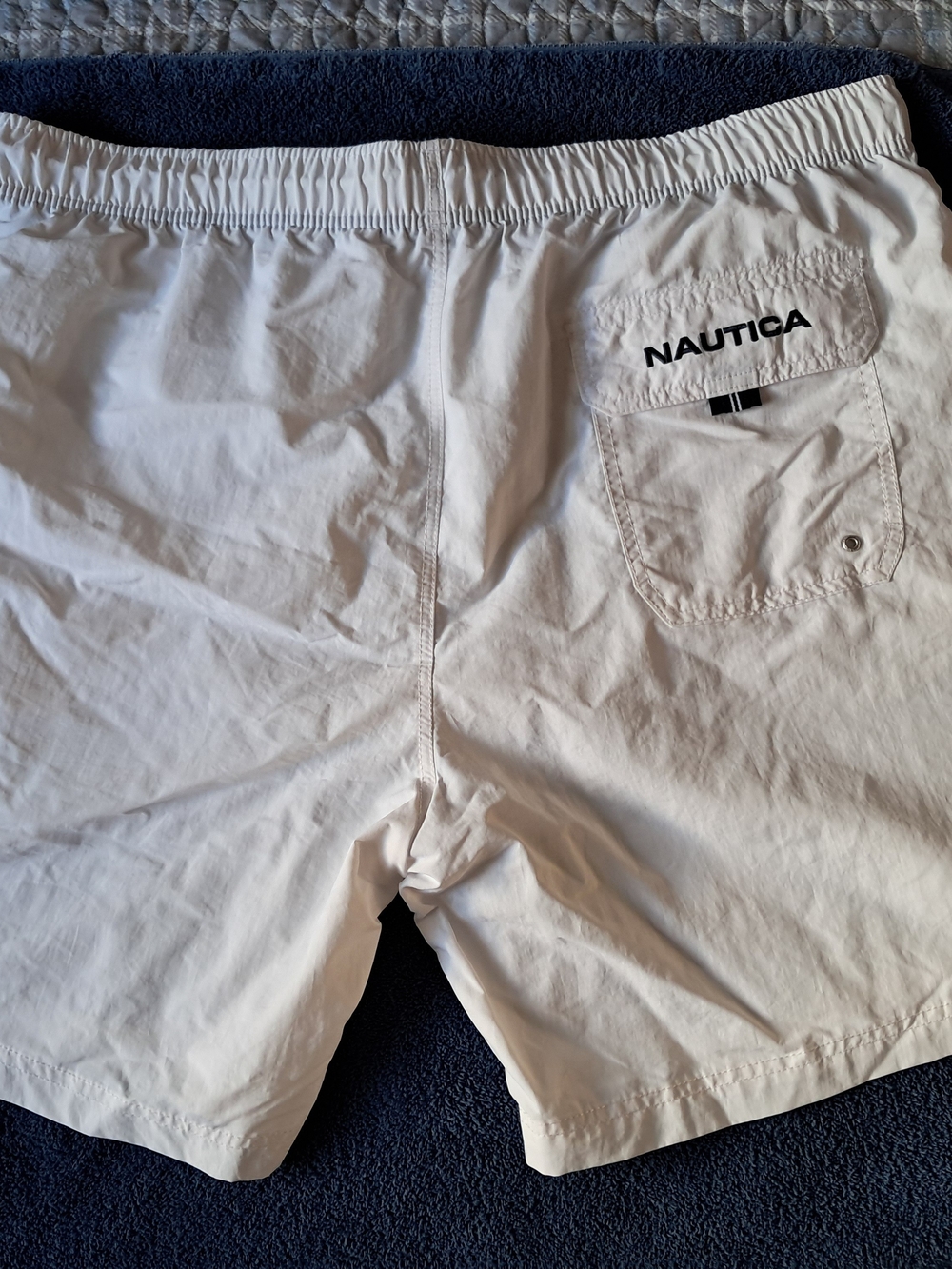 Nautica Mens Swim Trunks XXL White Nylon Board Shorts Mesh Lined Quick Dry - Picture 2 of 5